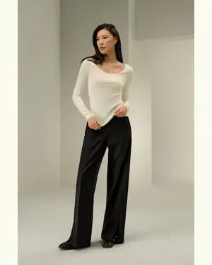 Blusa A Maniche Lunghe Femmina Jersey Di Seta Super Morbido Resiste Durante Tutte Le Stagioni Giglio Bianco