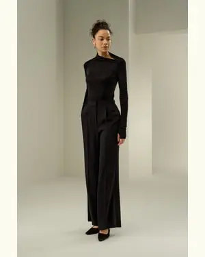 Blusa A Maniche Lunghe Femmina Perfetto Per Lo Strato Jersey Di Seta Traspirante Superleggero Imballaggio Ecologico Nero