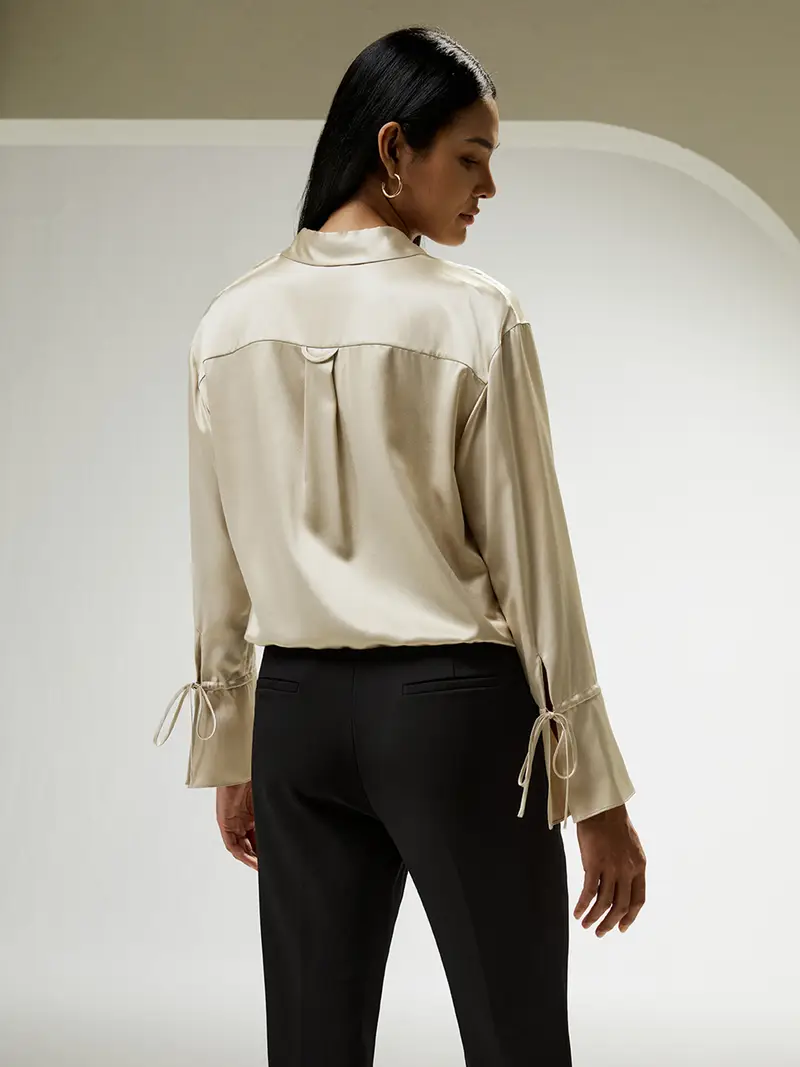 Blusa In Seta Talpa Vestibilità Regolare 100% Seta Naturale Privo Di Sostanze Chimiche Nocive