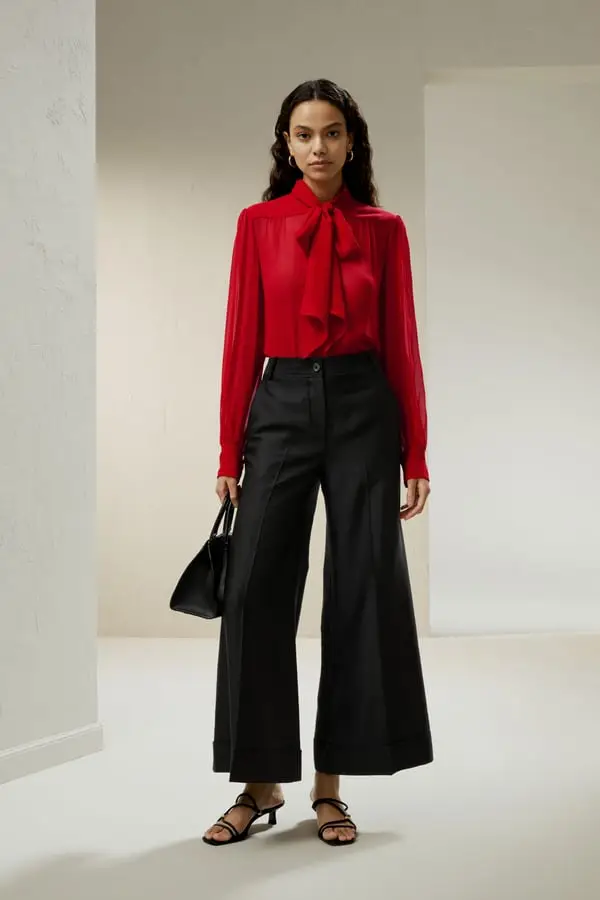 Blusa Jasmine Seta Elegante Rosso Melograno