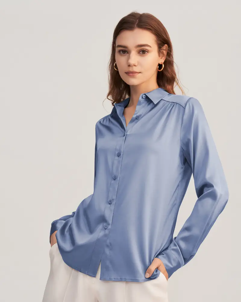 LILYSILK Bluse Donna Azzurro 2832230