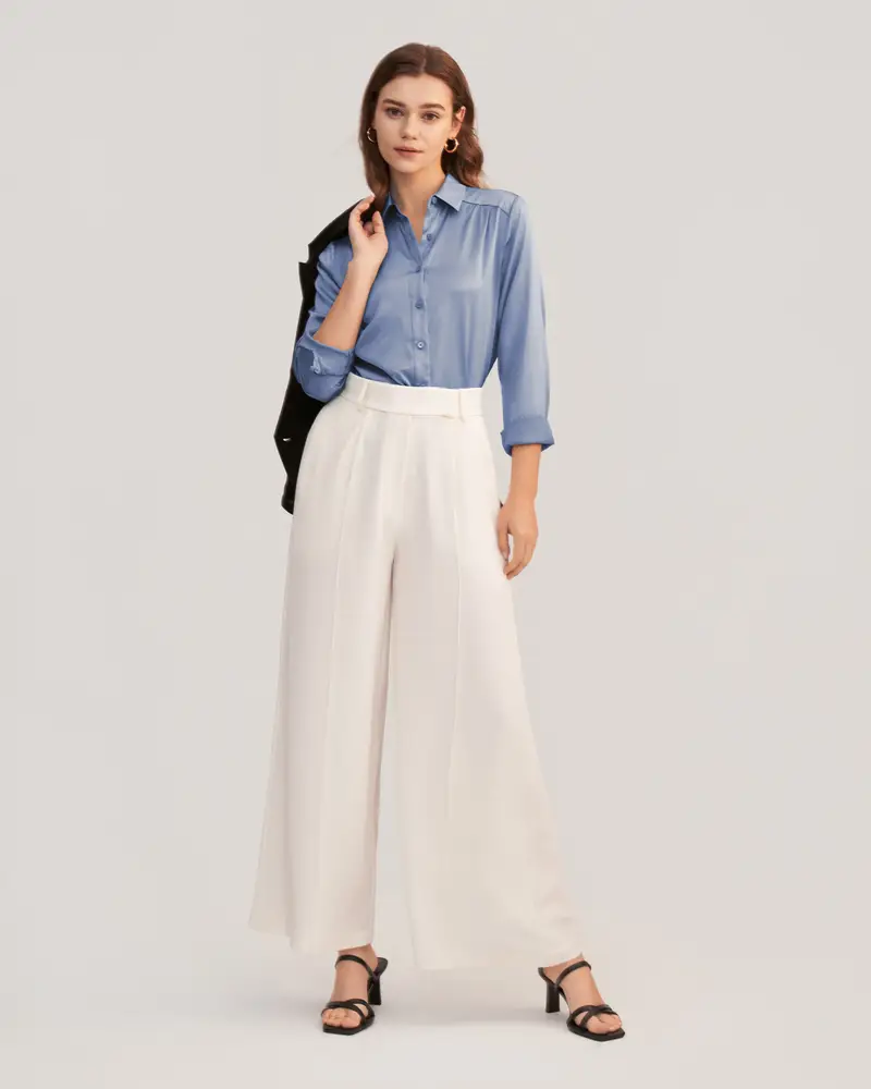 LILYSILK Bluse Donna Azzurro 2923747