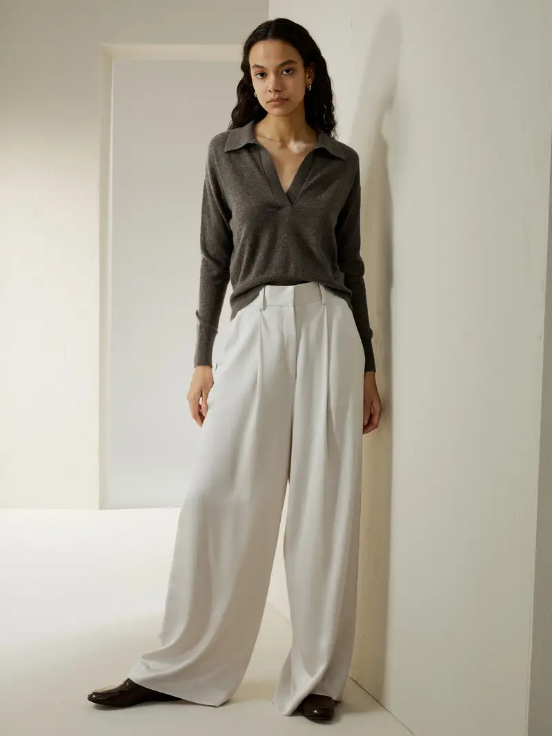 Cachemire Caffè Scollo A V, Base Universale Raffinata 100% Cashmere Facile Da Abbinare Per Tutte Le Occasioni Caffè