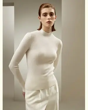 Cachemire Maglia Con Scollo Alla Francesetop Essenzialemisto Cashmere Misto Cashmere Vestibilità Slim Naturalmente Antibatterico Bianco