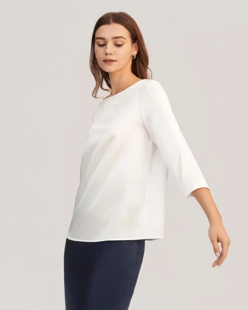 Camicetta Di Seta Camicetta Da Donna Abbigliamento Donna Di Seta 100% Seta Pura E Naturale Italia Bianco Naturale