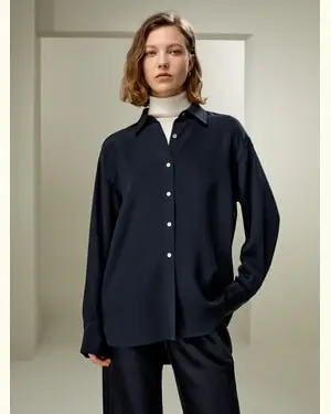 Camicetta In Seta Fatto Per Durareseta Pesante Momme Seta Pesante Momme Look Sofisticato E Senza Tempo Semplice Ma Raffinato Blu Notte