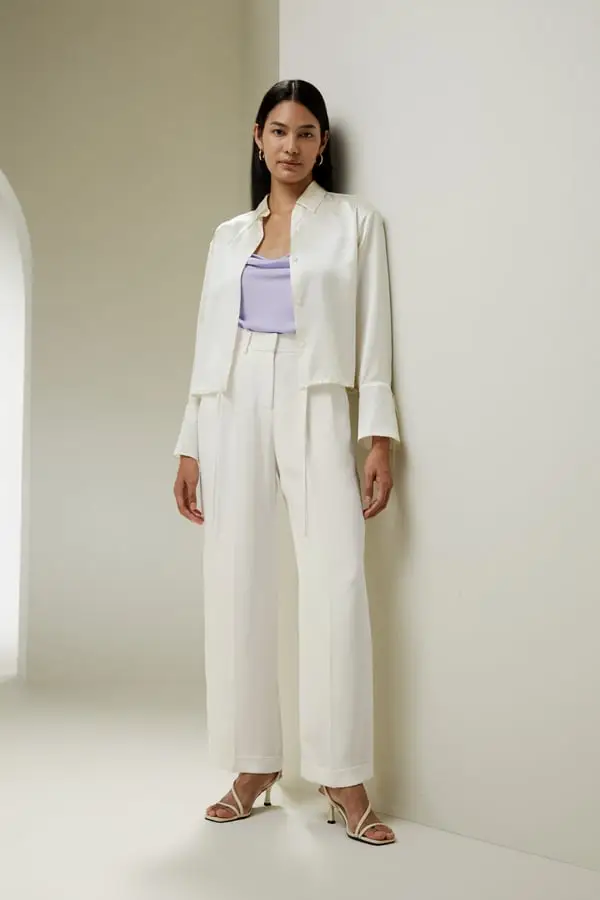 Camicetta Seta Elegante con Coulisse Natasha Gibson Bianco Giglio Bianco