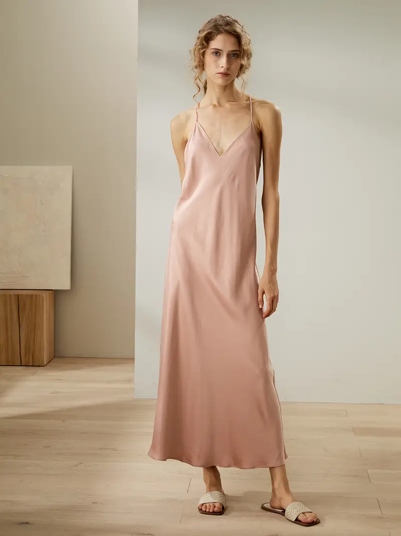 Camicia Da Notte In Seta Rosa Pura Seta Allegri E Traspiranti Delicata Per La Casa E Il Tempo Libero