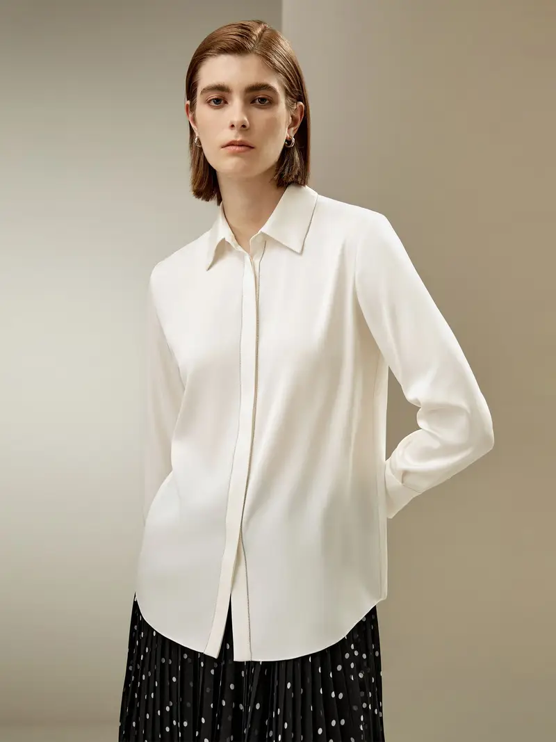 Camicia Di Seta Camicia Classicanaturalmente Antibatterico Naturalmente Antibatterico Stile Elegante Semplice Ma Raffinato Bianco Perla