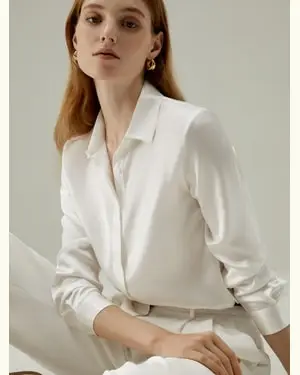 Camicia Donna Seta Lisciaseta Di Alta Qualità Seta Di Alta Qualità Disponibile In Bianco Naturale Petite