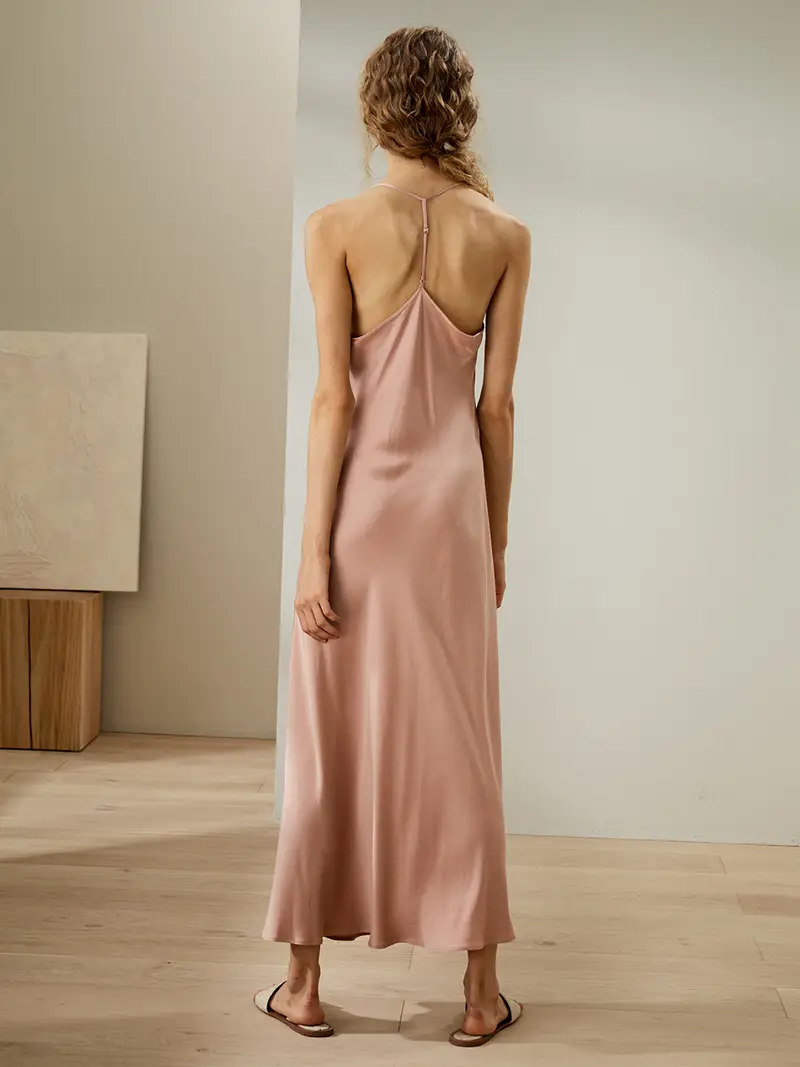 Camicia Notte Seta Rosa 100% Seta Naturale Pacchetto Regalo Lucida Facile Da Lavare Trattiene L'Umidità