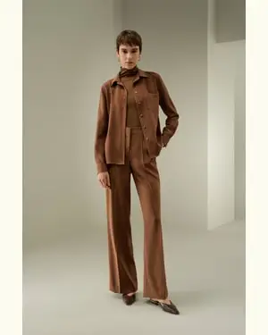 Camicia Seta Donna Femmina Colletto A Punta Seta Di Gelso Confort Di Lusso E Vestibilità Fluid Più Ecologica Espresso