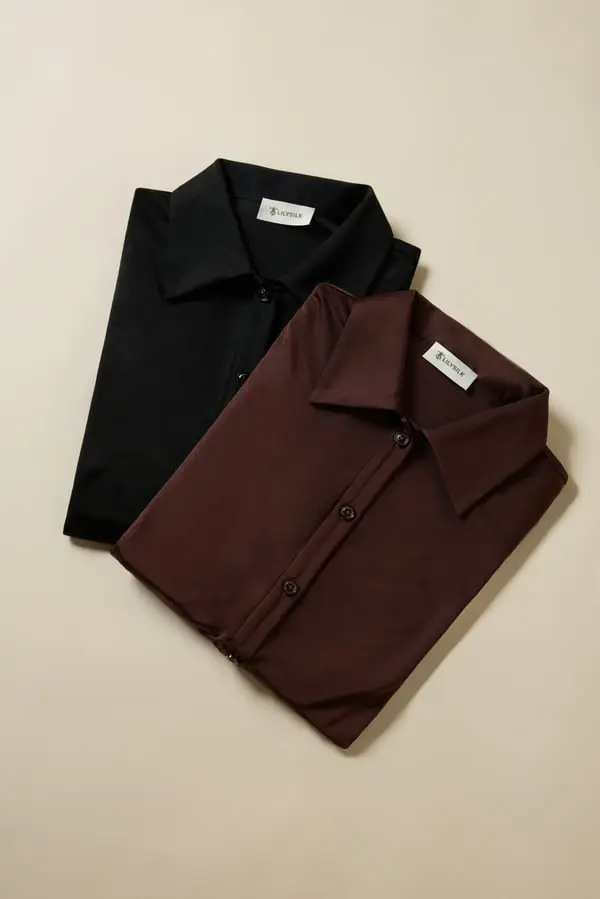 Lilysilk Maglia Donna Nero e Cacao in Seta - Elegante e Versatile