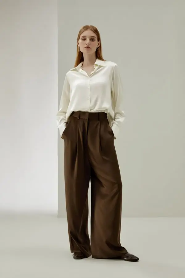 Camicia Seta Oversize Donna Giglio Bianco - Elegante e Versatile