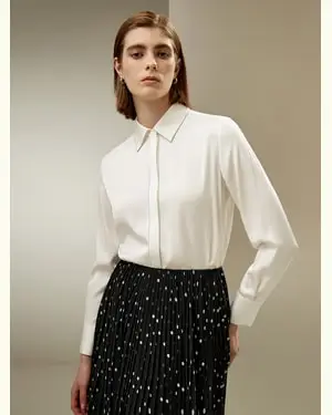 Camicie Seta Catena Di Perline100% Seta 100% Seta Resistente Alla Luce Di Facile Manutenzione Bianco Perla