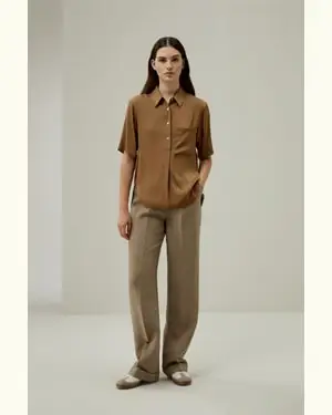 Camicie Seta Femmina Design Di Mezza Asola Fungo Gelso 100%. Leggero E Traspirante Comodo E Amichevole Noce