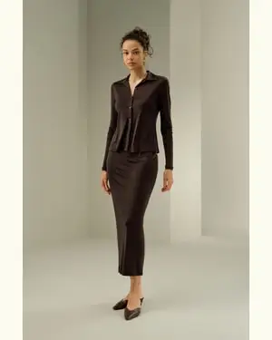 Camicie Seta Femmina Jersey Di Seta Super Morbido Traspirante, Ipoallergenico Cacao