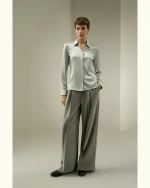 Camicie Seta Femmina Tessuto Leggero E Respirabile 100% Seta Di Gelso Leggero E Traspirante Comodo E Amichevole Salvia Argentea