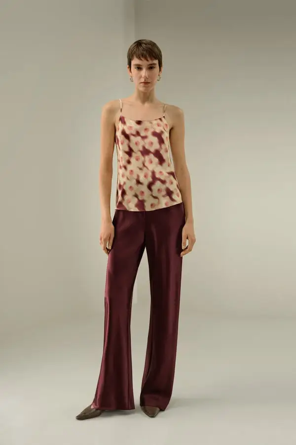 Canotta Seta Donna Elegante "Daffodil Bloom" Liberty Floreale Stampa Romantica Sogno di Narciso