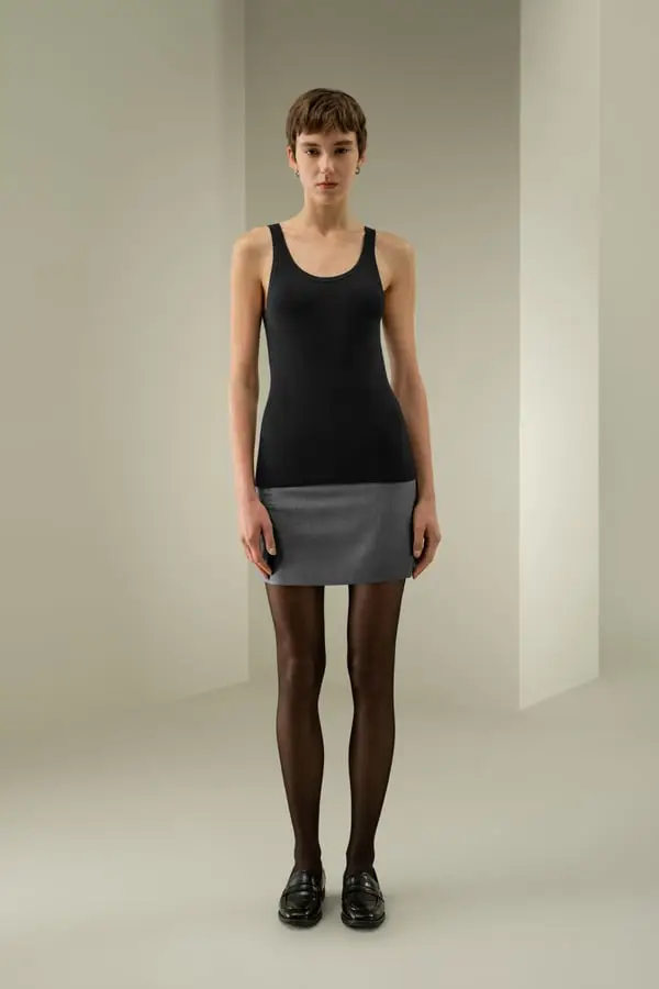 Canotta Seta Donna Nera | Leggera, Traspirante ed Elastica | 70% Seta di Gelso | Spalline Sottili Nero