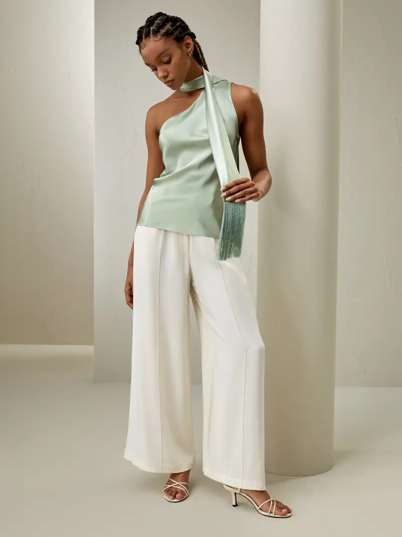 Canotte In Seta Eleganti Verde Acqua Stile Individuale Con Eleganza Moderna Pura Seta Pezzi Indispensabili Per Tutte Le Occasioni