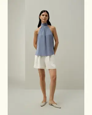 Canotte In Seta Femmina Vestibilità Morbida 100% Seta Di Gelso Traspirante Superleggero Cristallo Blu