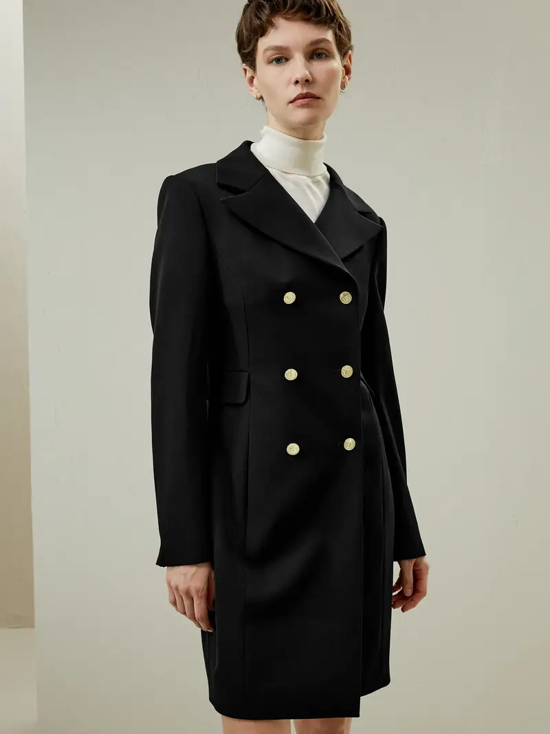 Cappotto Di Lana Donna Adatto Al Lavoro Lana Merino Drappeggia Bene Elegante E Raffinata Nero