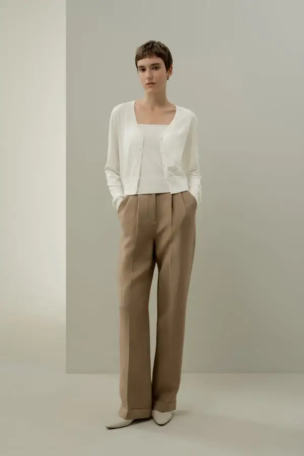 Cardigan Seta e Lino Bianco - Set 2 Pezzi Traspirante ed Elegante per Tutti i Giorni