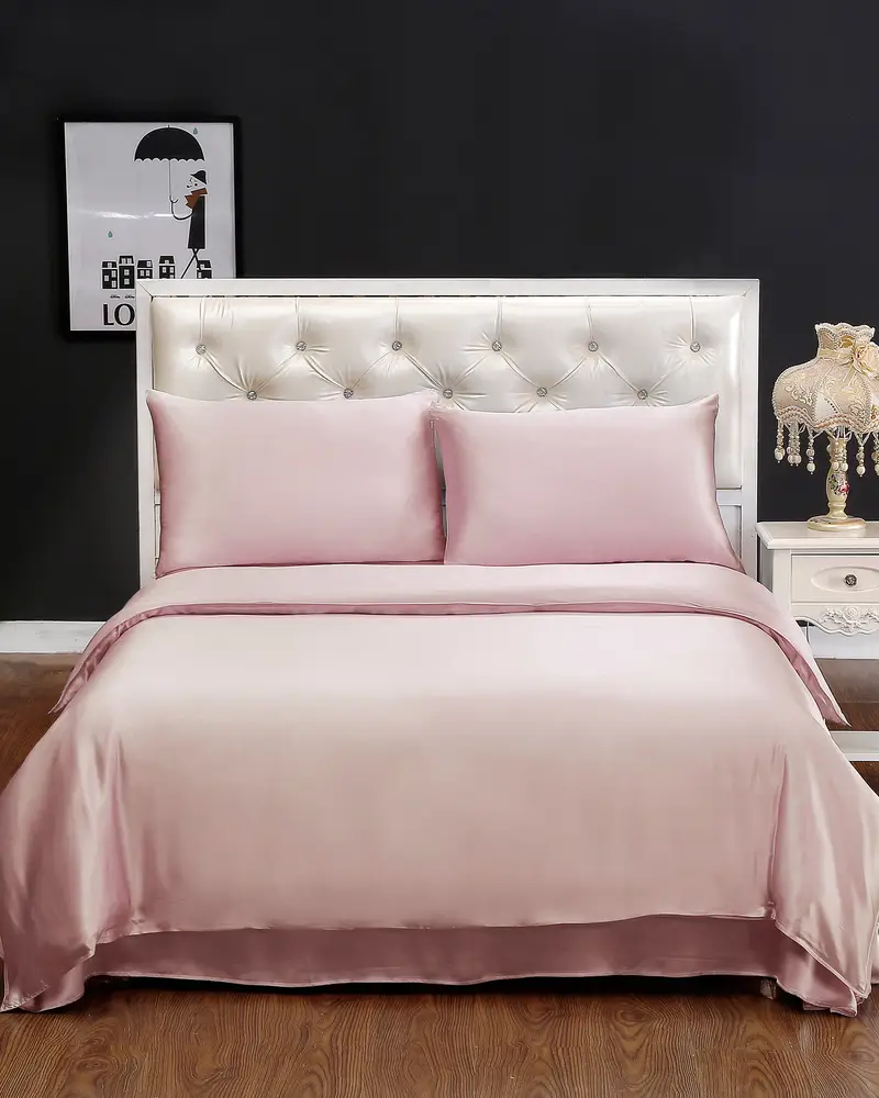 Copripiumini Seta Rosa Cerniera Nascosta, Senza Cuciture 100% Seta Efficace Nel Trattamento Dei Problemi Legati Al Sonno