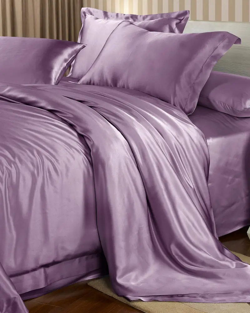 Copripiumino Di Seta Lavanda Chiusura Con Cerniera Nascosta 100% Seta Naturale Buona Qualità, Lavabile In Lavatrice