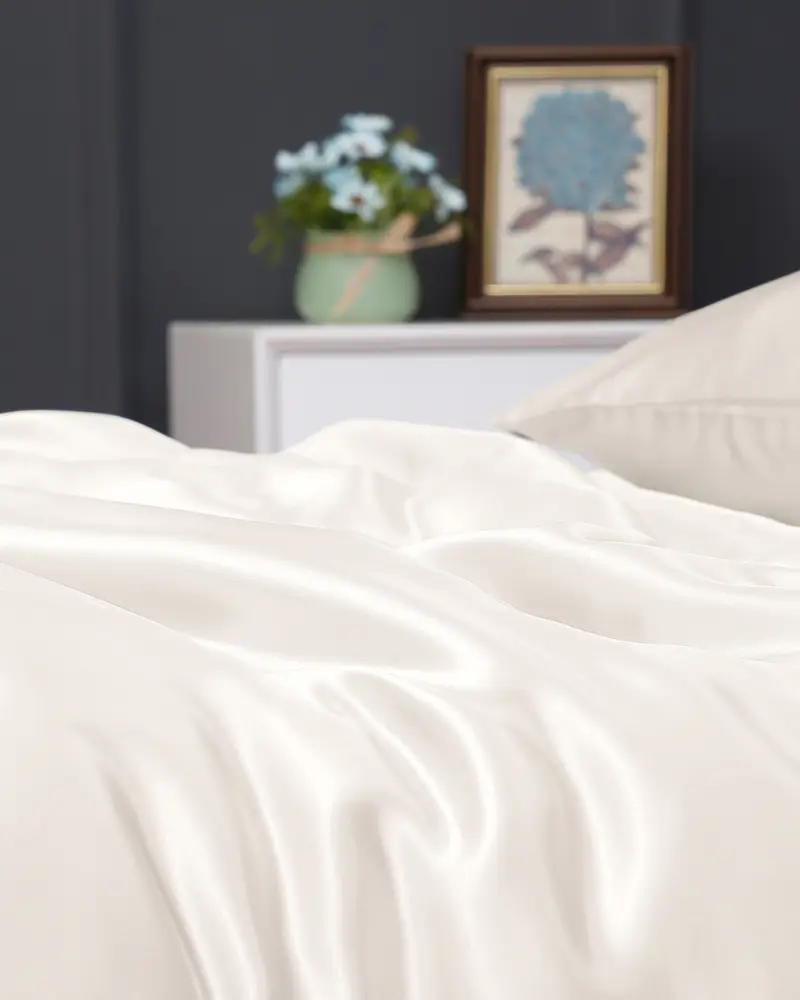 Copripiumino In Seta Bianco Cerniera Nascosta, Senza Cuciture 100% Seta Di Gelso Buon Valore, Rispettoso Della Pelle