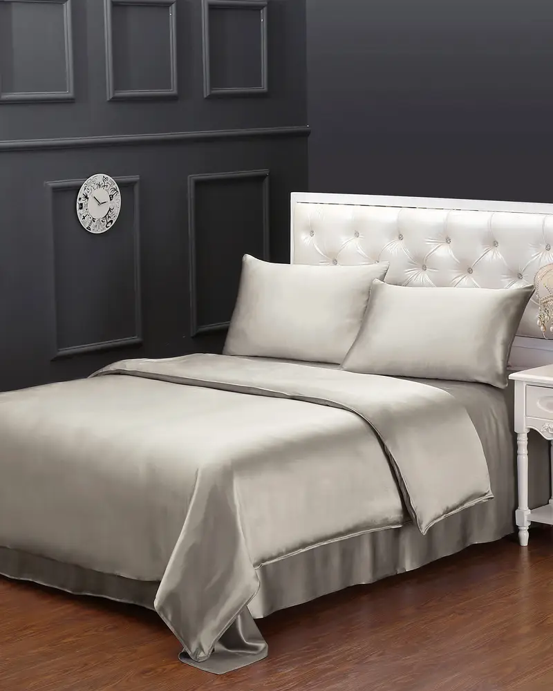 Copripiumino In Seta Grigio Argento Cerniera Nascosta 100 Seta Perfettamente Adatto Per Clienti Con Le Pelli Sensibili