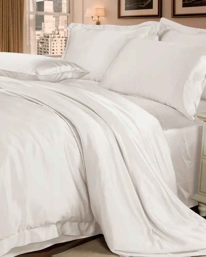 Copripiumino Seta Bianco Chiusura Con Cerniera Nascosta 100% Seta Pura In Un Sonno Profondo E Rigenerante