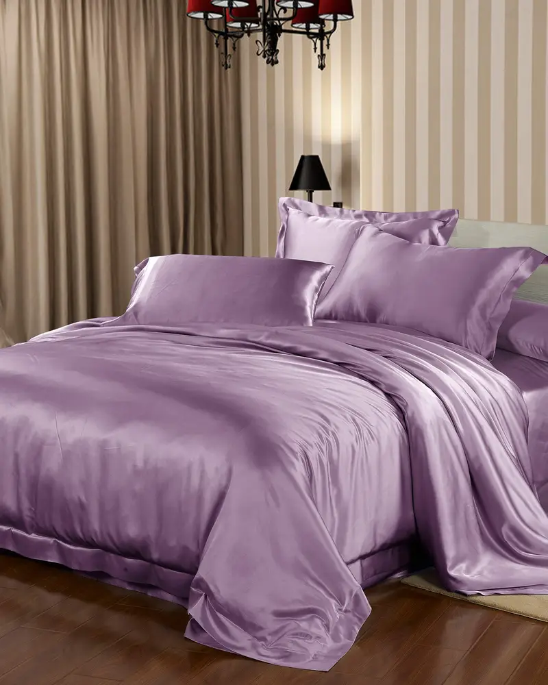 Copripiumino Seta Lavanda Chiusura Con Cerniera Nascosta 100% Seta Pura Privo Di Sostanze Chimiche Nocive