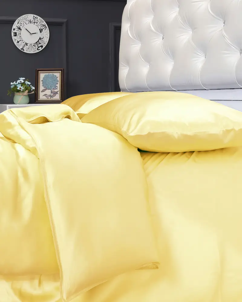 Copripiumino Seta Oro Senza Cuciture, Cerniera Nascosta 100% Seta Pura Più Duraturo E Più Rispettoso Dell'Ambiente