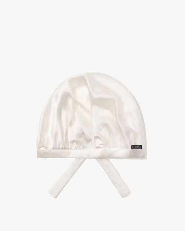 Lilysilk Cuffia da Notte Donna in Pura Seta Anti-Crespo Bianco Naturale