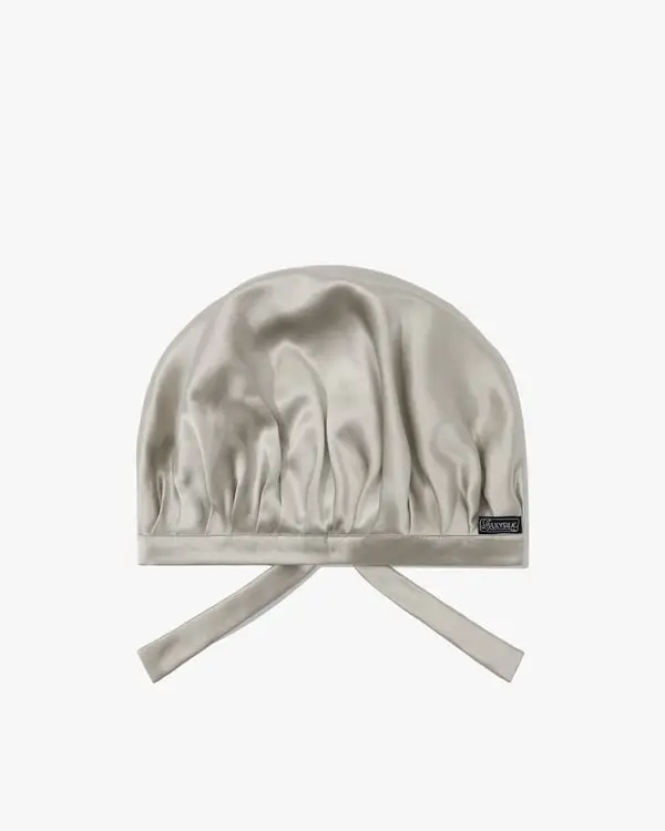 Lilysilk Cuffia da Notte Donna in Pura Seta Charmeuse Grigio Argento