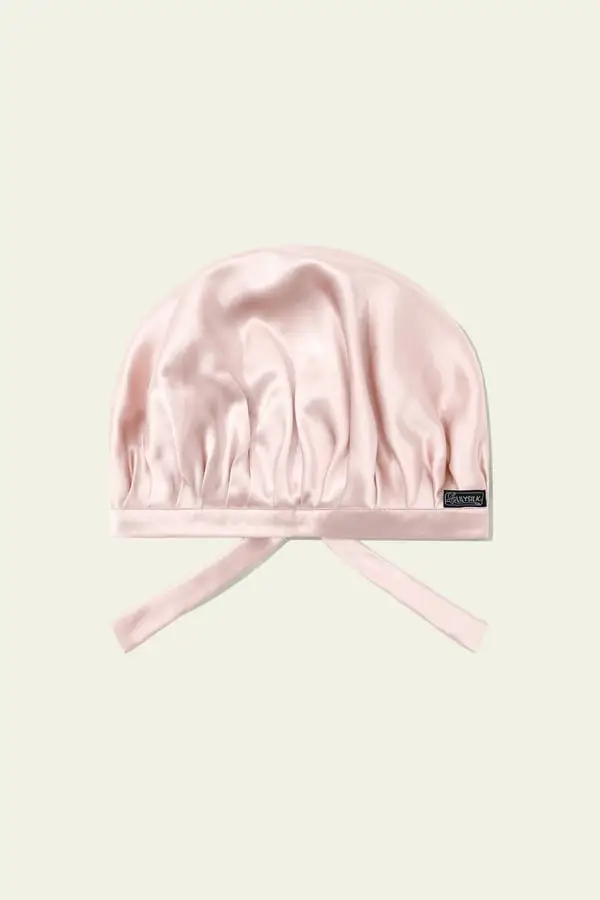 Cuffia da Notte in Seta Beige Chiaro, Morbida e Liscia, Protegge i Capelli