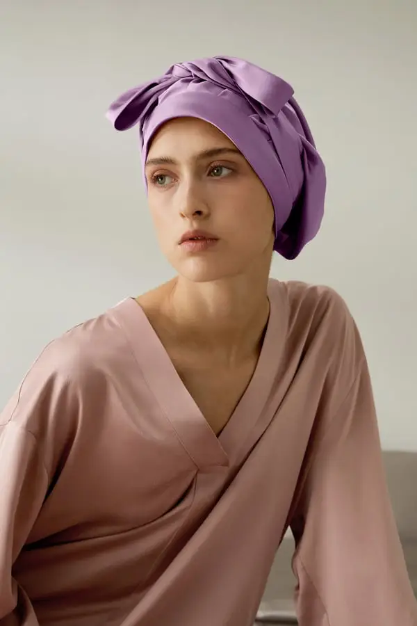 Cuffia Notte in Seta di Gelso Lavanda - Anti Crespo, Morbida