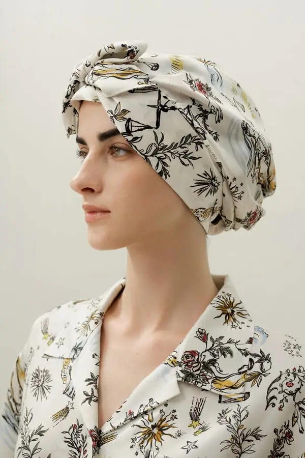 Cuffia Notte Seta Bilancia, Anti-Crespo Ipoallergenico, Protezione Capelli