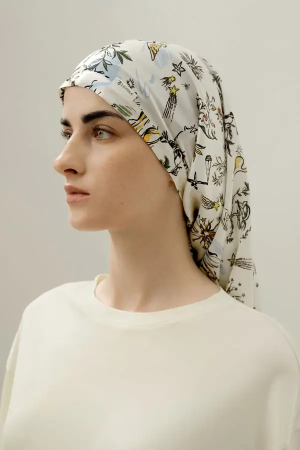 Cuffia Notte Seta Bilancia, Anti-Crespo, Protezione Capelli