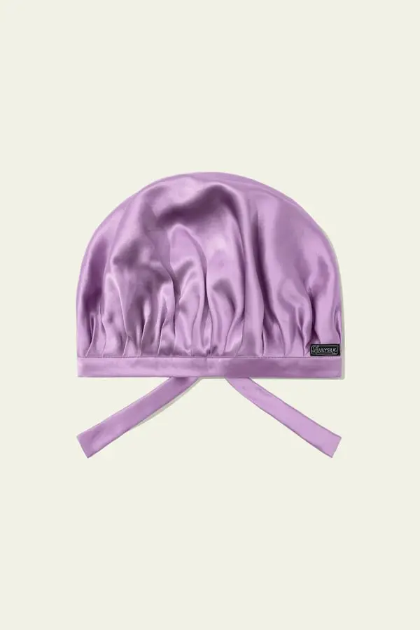 Cuffia Notte Seta Lavanda, Morbida e Liscia, Anti-crespo, Elastica