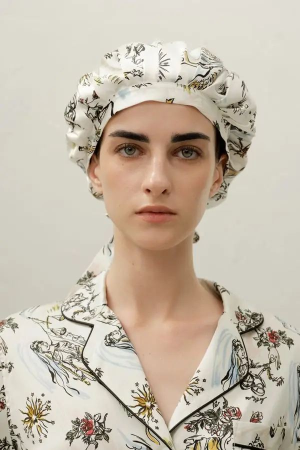 Cuffia Notte Seta Zodiacale Bilancia, Anti-Crespo, Protezione Capelli