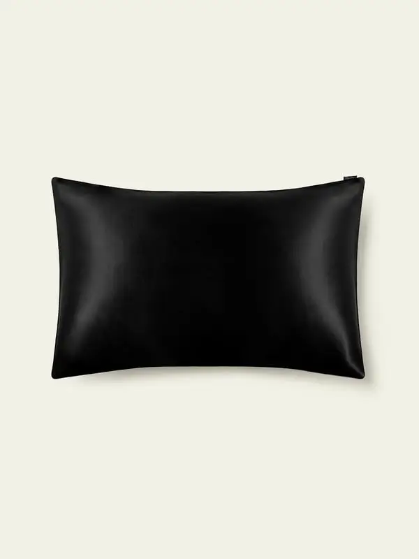 Cuscino Di Seta Per Capelli Chiusura A Busta Laterale 100% Seta Pura Amichevole Per Le Persone Allergiche Confortevole Nero