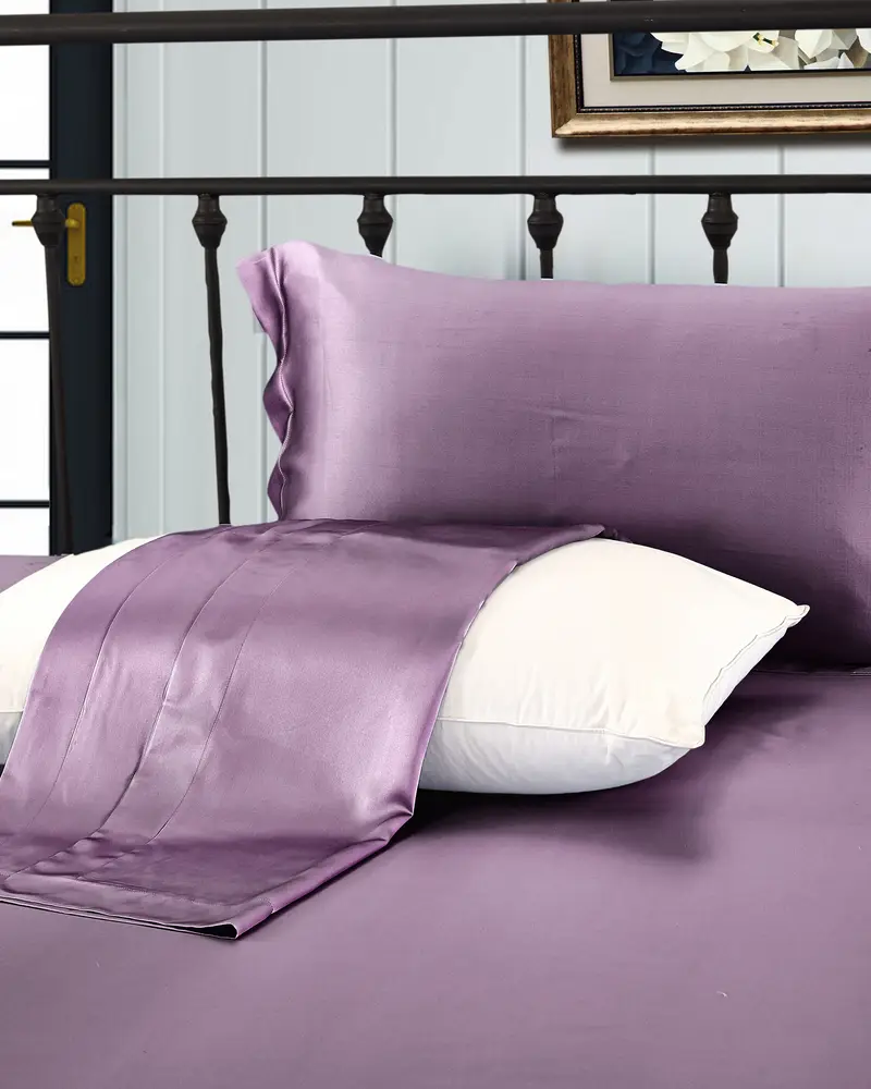 Cuscino Di Seta Per Capelli Ricci Lavanda Chiusura A Busta Laterale 100% Seta Confortevole E Amichevole Per Le Persone Allergiche x 80cm