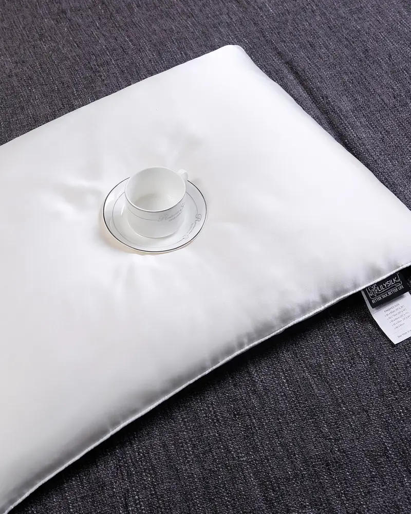 Cuscino Seta Cuscino Di Seta Con Busta Di Seta Grigio Argento 50X80Cm(1.3Kg) Bianco