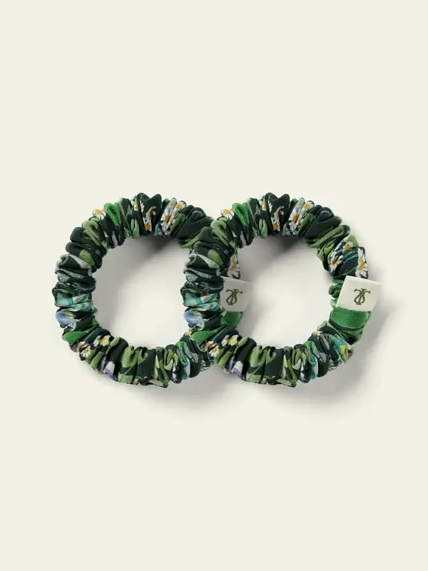 Elastico Capelli Seta Crêpe de Chine Fairytale Forest Verde Bosco delle Fiabe