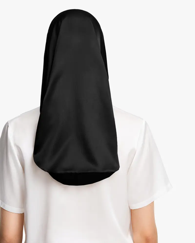 Elegante Cuffia In Seta Da Notte Nero