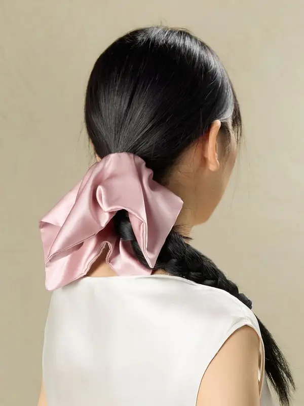 Fascia Capelli Seta Rosy Pink Elegante Fiore Naturale Rosa rosato