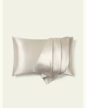 Federa Cuscino Seta Lavabile In Lavatrice Per Un Facile Manutenzione. Fungo Gelso 100%. Naturalmente Antibatterico Grigio Chiaro X 80Cm